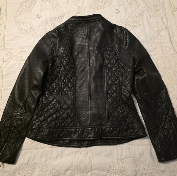 Michael Kors Genuine Black Leather Jacket - Picture 3 of 8